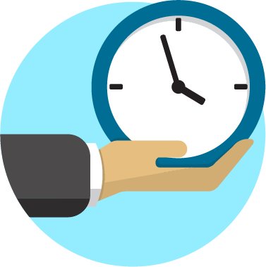 Icône avec une main tenant une horloge